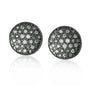 Large Oxidized Silver Pave Disc Earrings | Rebecca Myers Collection