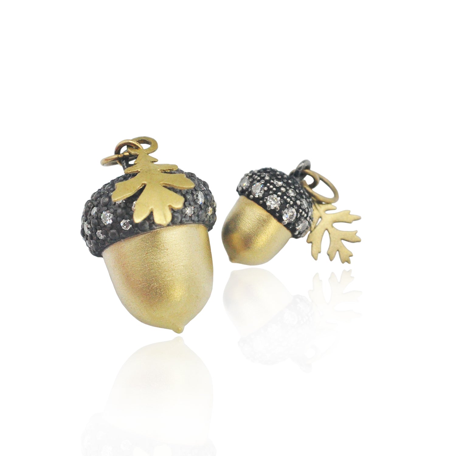 Small and Large Gold, Silver, & Diamond Acorns | Rebecca Myers Collection