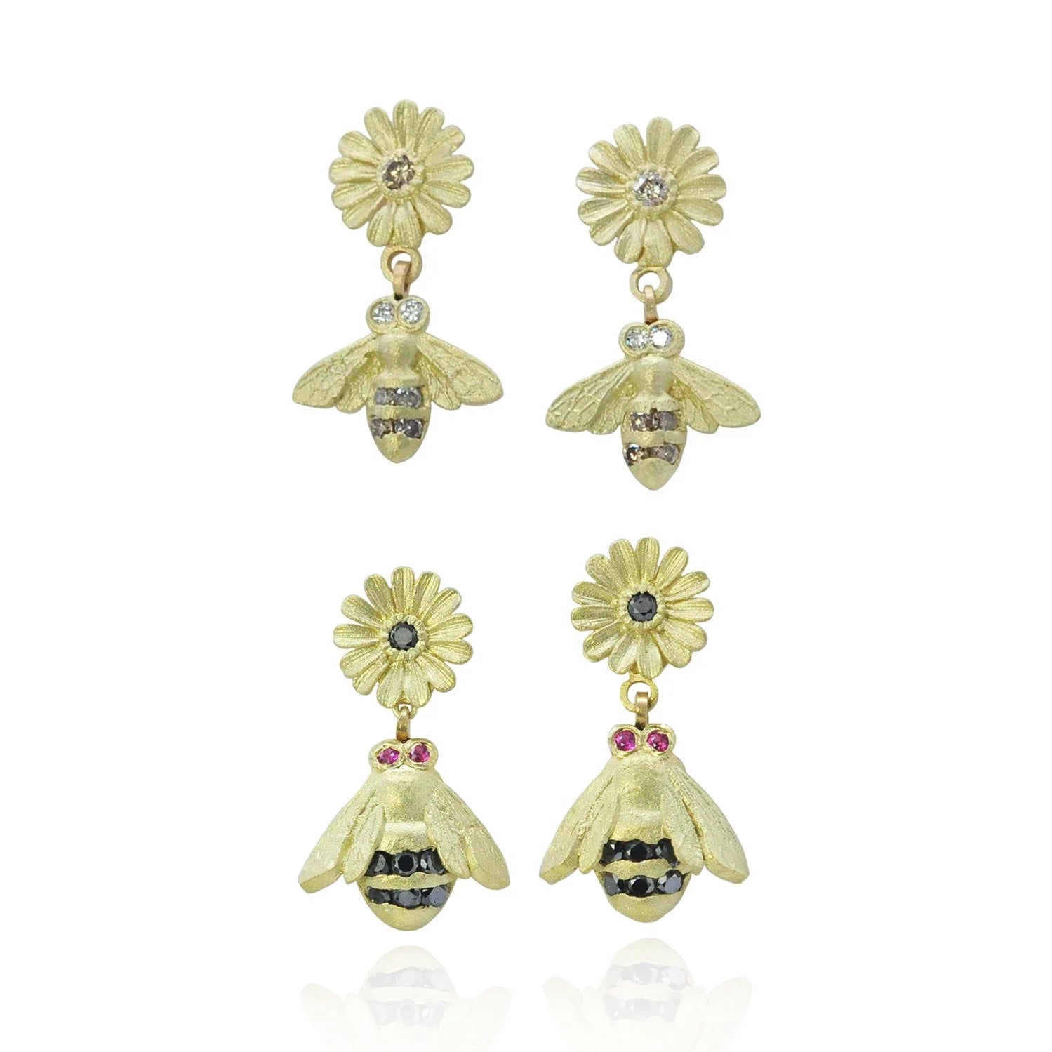 Bee Earrings with Shasta Daisy Tops | Rebecca Myers Collection