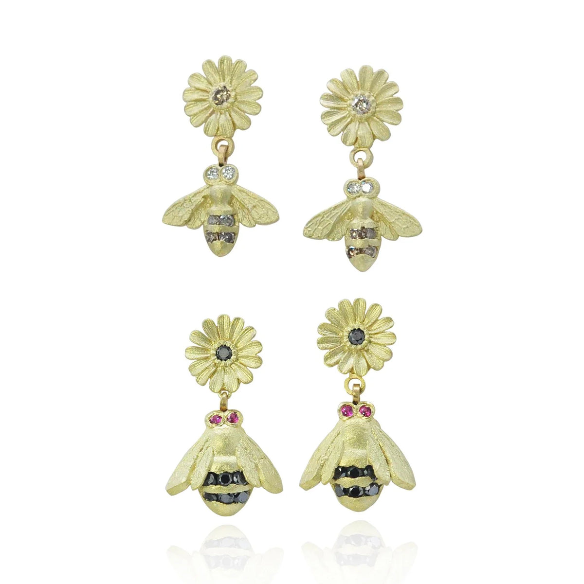 Bee Earrings with Shasta Daisy Tops | Rebecca Myers Collection