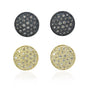 Gold or Oxidized Silver Pave Disc Earrings | Rebecca Myers Collection