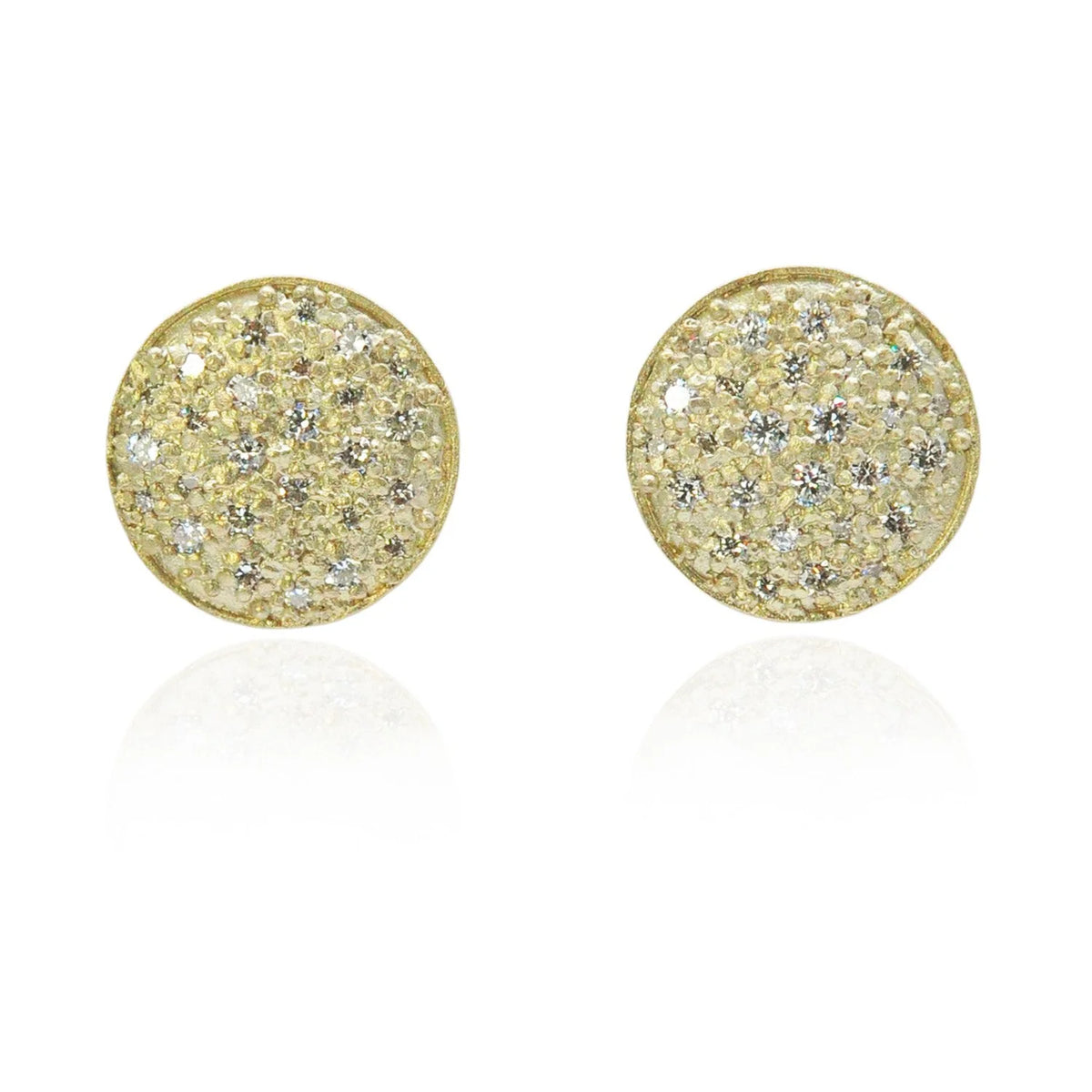Large Gold Pave Disc Earrings | Rebecca Myers Collection
