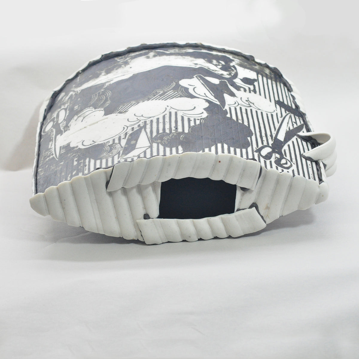 Black & White Graphic Porcelain Vase by Mimi Logothetis top view | Rebecca Myers Collection