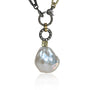 Pearl Pendant with Oxidized Silver Halo Topper & Hydrangea on chain | Rebecca Myers Collection