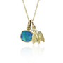 Medium Bird Charm on Gold Cable Chain with Medium Boulder Opal Charm  | Rebecca Myers Collection