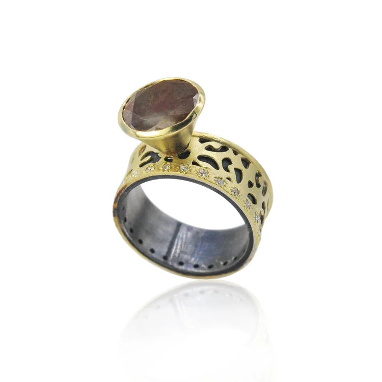 Cheetah Print Ring with Large Brown Diamond | Rebecca Myers Collection