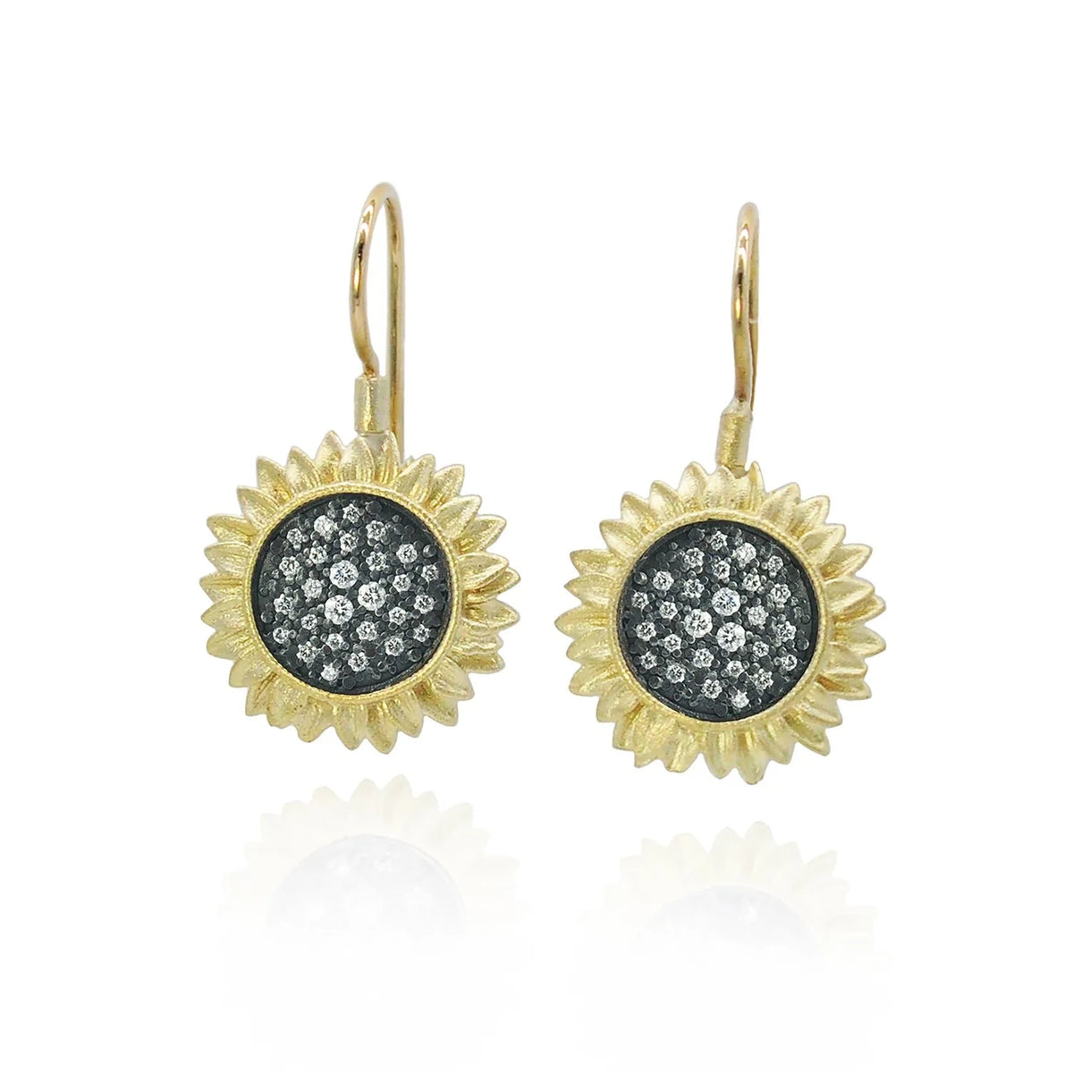 Medium Pave Diamond Sunflower Earrings | Rebecca Myers Collection