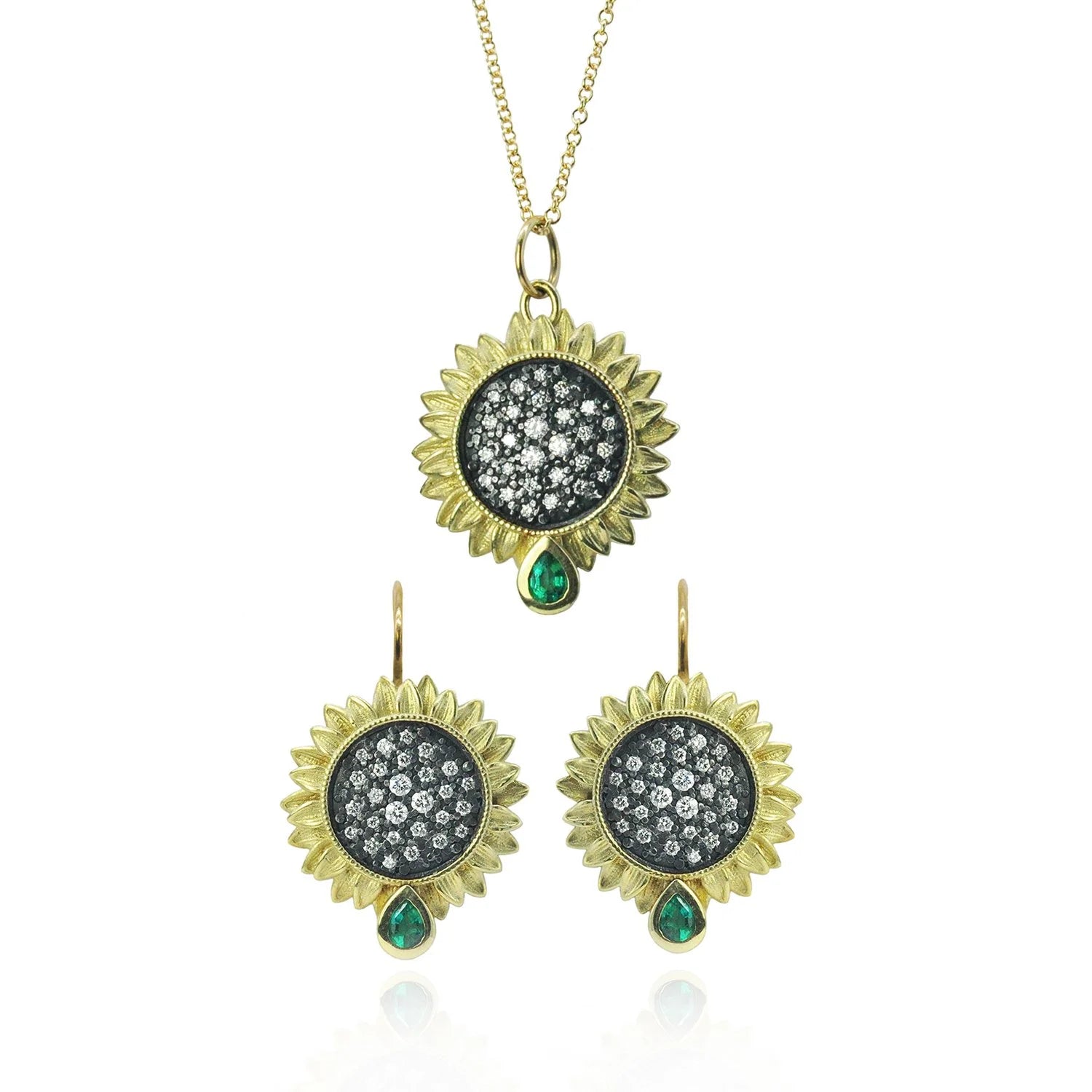 Small & Medium Pave Diamond Sunflowers | Rebecca Myers Collection