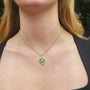  Medium Pave Diamond Sunflower with Emerald Drop Necklace on white female model | Rebecca Myers Collection