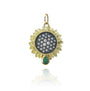  Medium Pave Diamond Sunflower Pendant with Teardrop Emerald | Rebecca Myers Collection