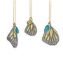 Gold & Silver Monarch Butterfly Wing Pendants with Scattered Diamonds and Boulder Opals and Yellow Sapphire Charms| Rebecca Myers Collection