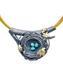 Large Nest Pendant Coil Necklace with Blee Eggs, Leaves, & Bird | Rebecca Myers Collection