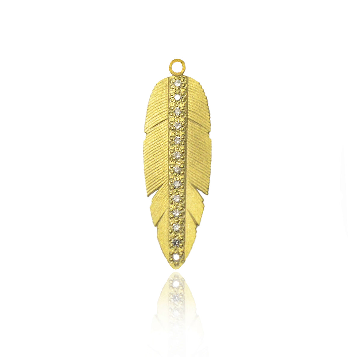 Large Gold & Diamond Slender Feather Charm | Rebecca Myers CollectionRebecca Myers Collection