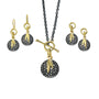 Pave Disc with Bamboo Leaf Charms Jewelry Set | Rebecca Myers Collection