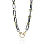Handmade Chains in Oxidized Silver & 14k Yellow Gold with Diamond Charm Holder Clasp | Rebecca Myers Collection