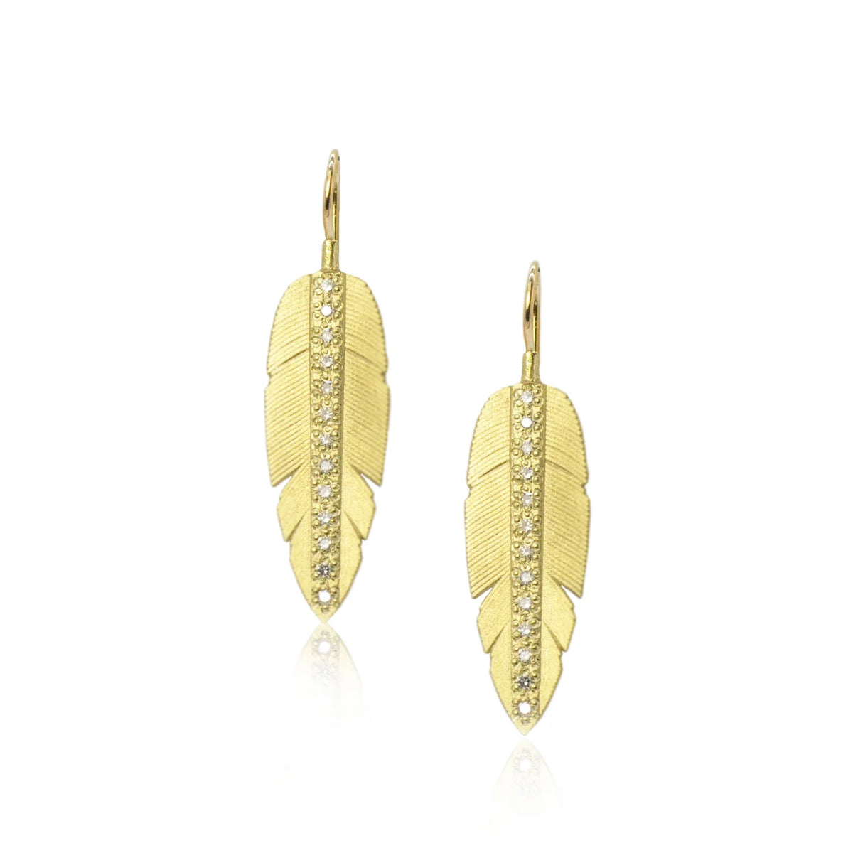 Large Gold & Diamond Feather Jewelry Set | Rebecca Myers Collection