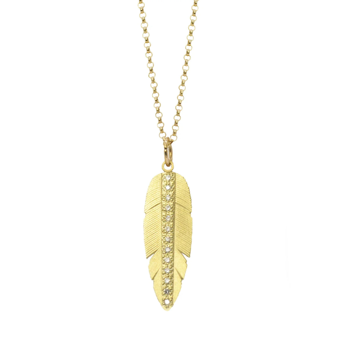 Large Gold & Diamond Feather Jewelry Set | Rebecca Myers Collection
