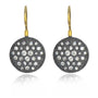 Large Oxidized Silver Pave Disc Earrings on wires | Rebecca Myers Collection