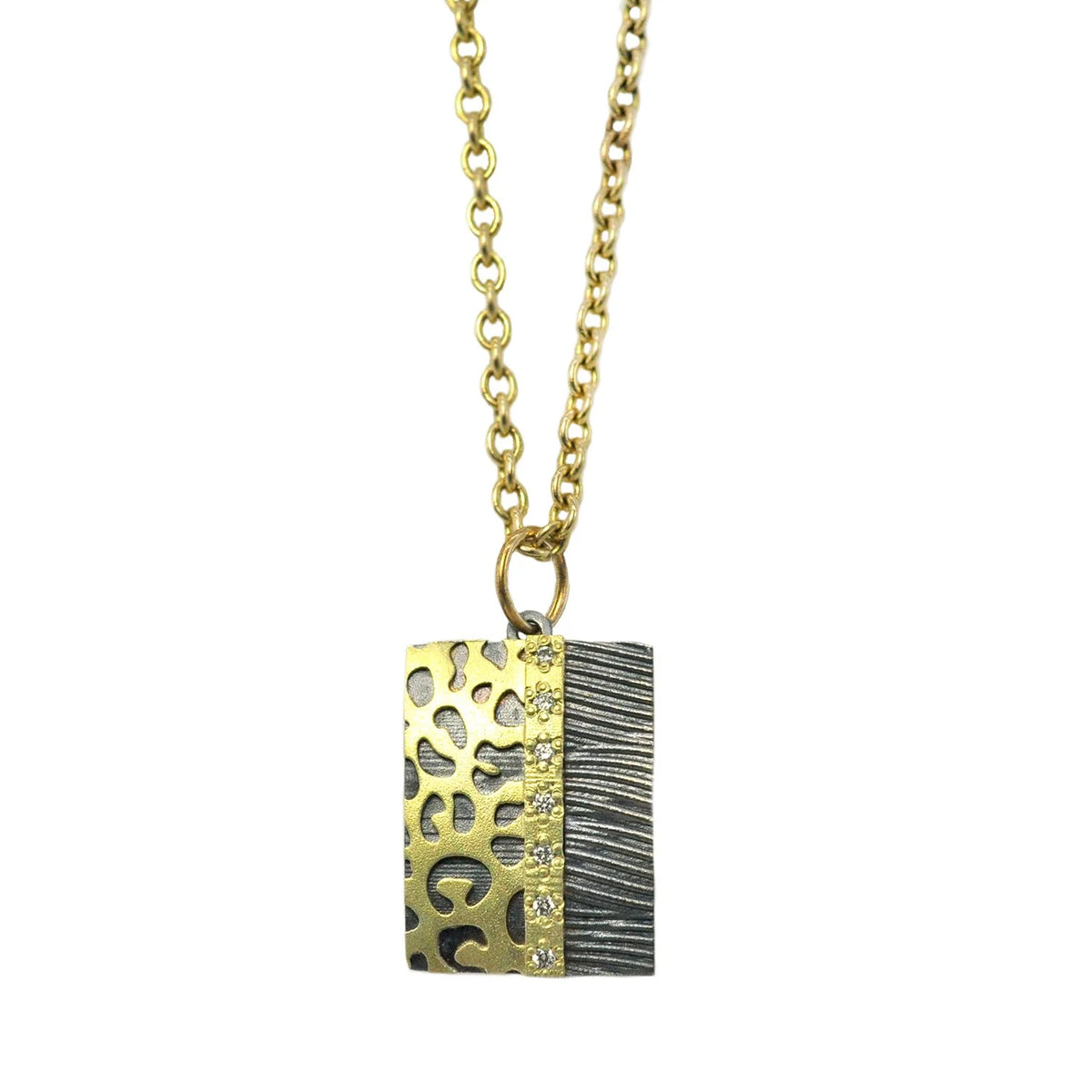 Gold and Silver Cheetah Print Pendants with Diamonds | Rebecca Myers Collection