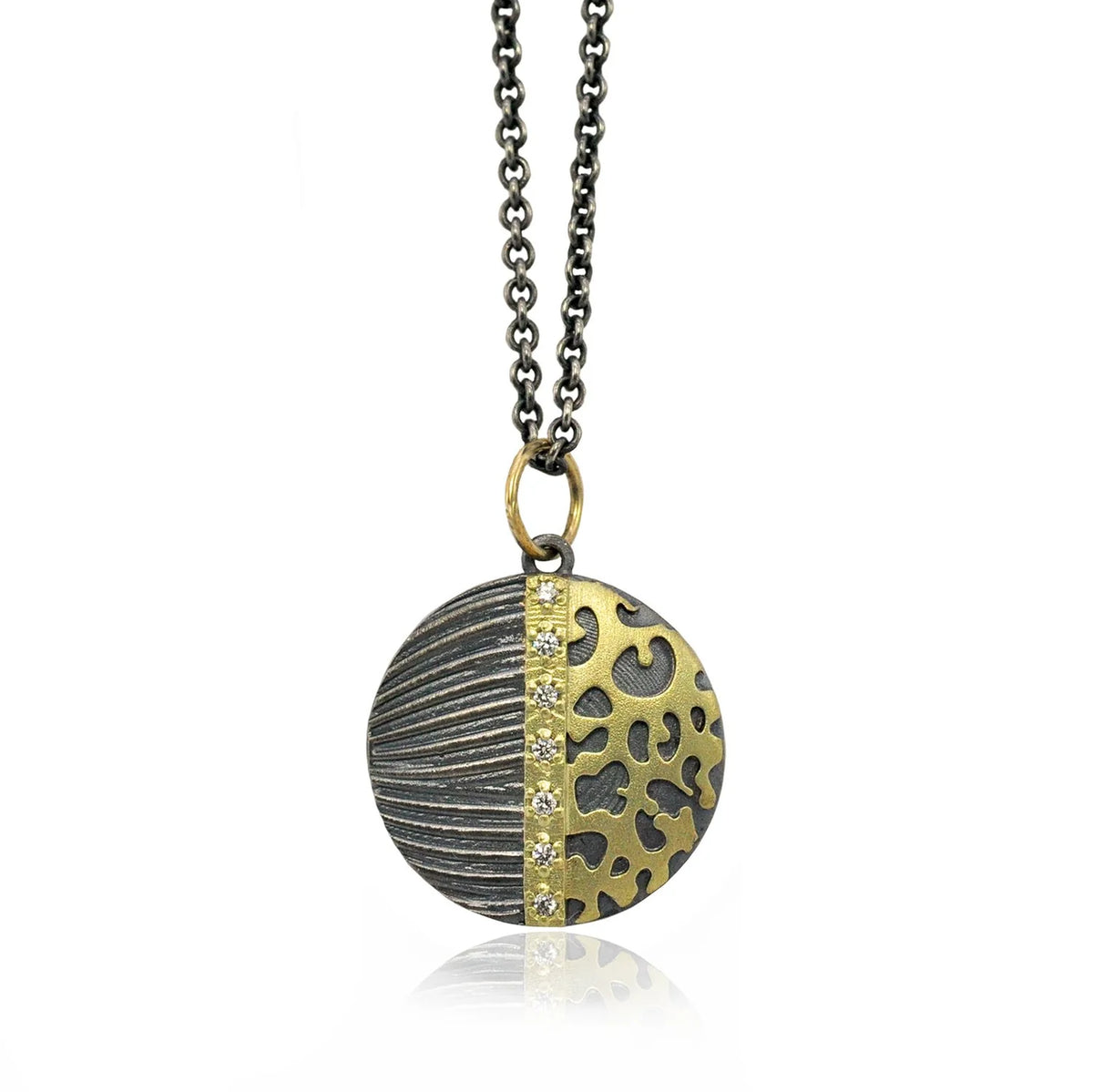 Gold and Silver Cheetah Print Pendants with Diamonds | Rebecca Myers Collection