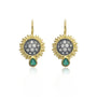 Small Pave Diamond Sunflower with Emerald Teardrop Earrings | Rebecca Myers Collection