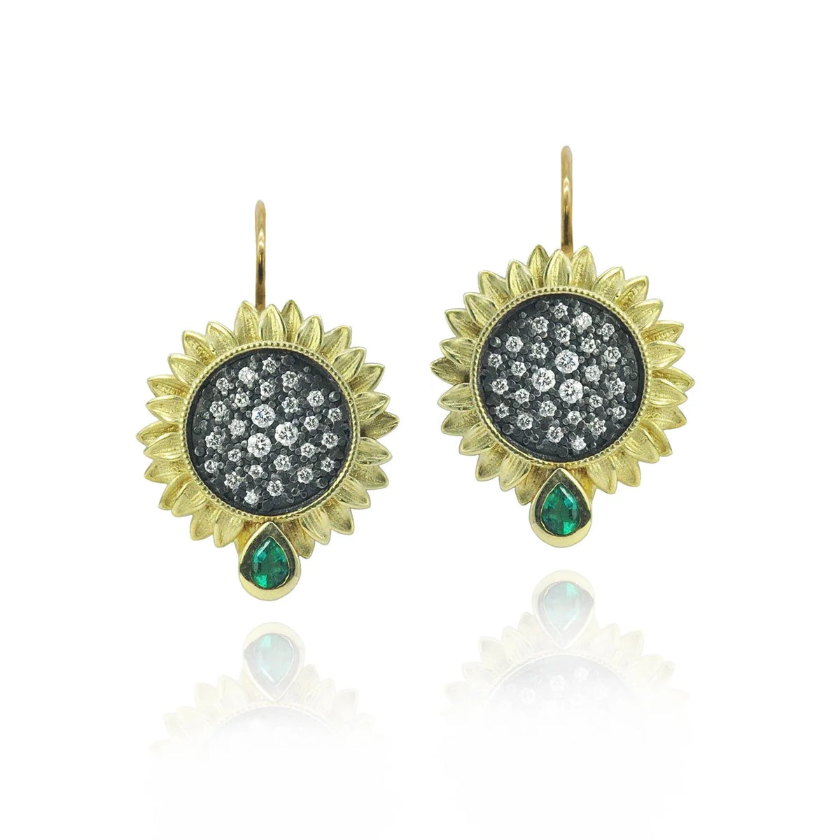 Medium Pave Diamond Sunflower Earrings | Rebecca Myers Collection
