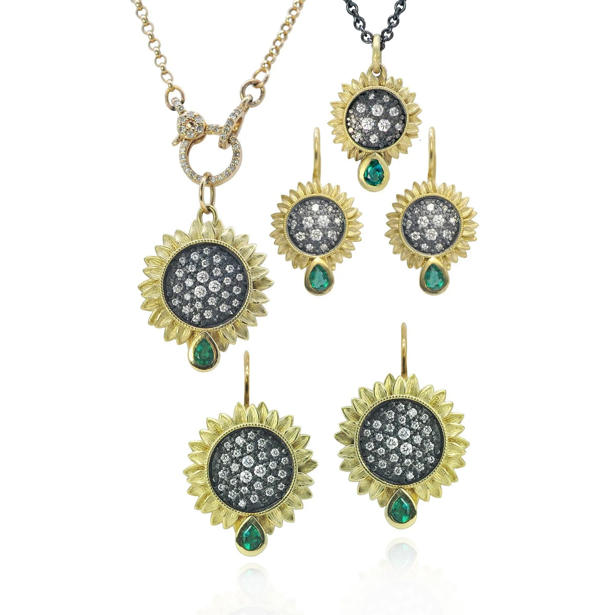 Small & Medium Pave Diamond Sunflowers | Rebecca Myers Collection