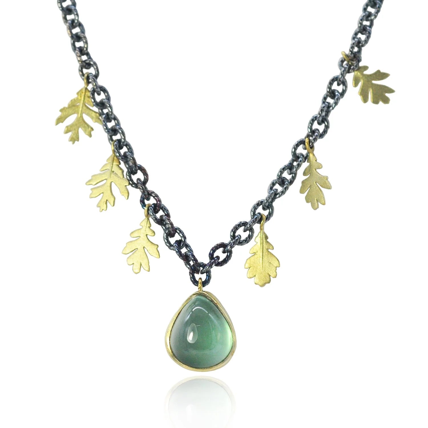 Oak Leaf and Prehnite Necklace | Rebecca Myers Collection
