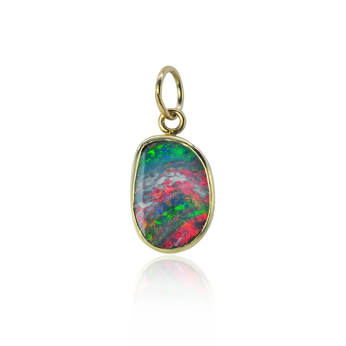 Medium Oblong Rainbow Boulder Opal Charm | Rebecca Myers Collection