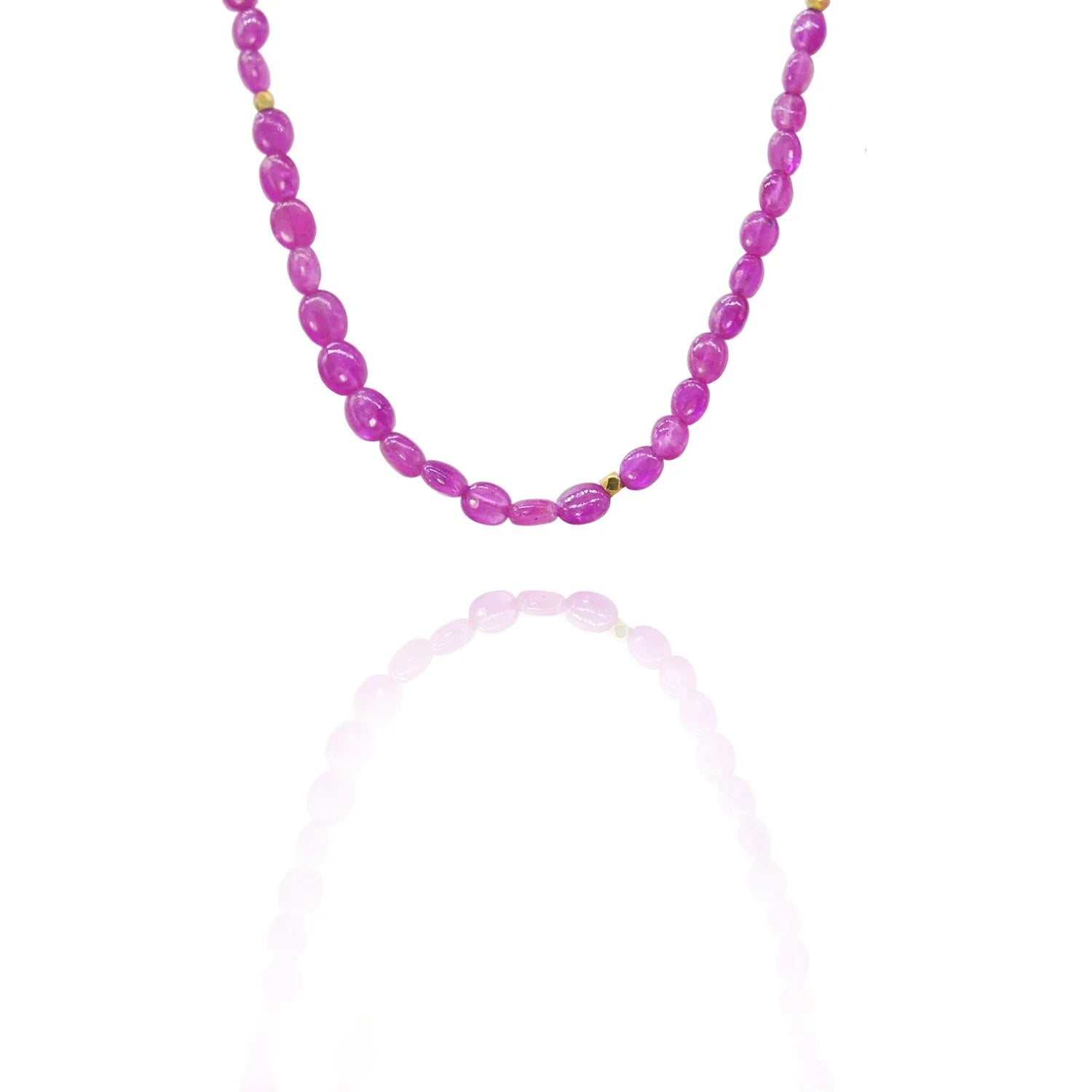 Oval Shaped Pink Sapphire Beaded Necklaces | Rebecca Myers Collection