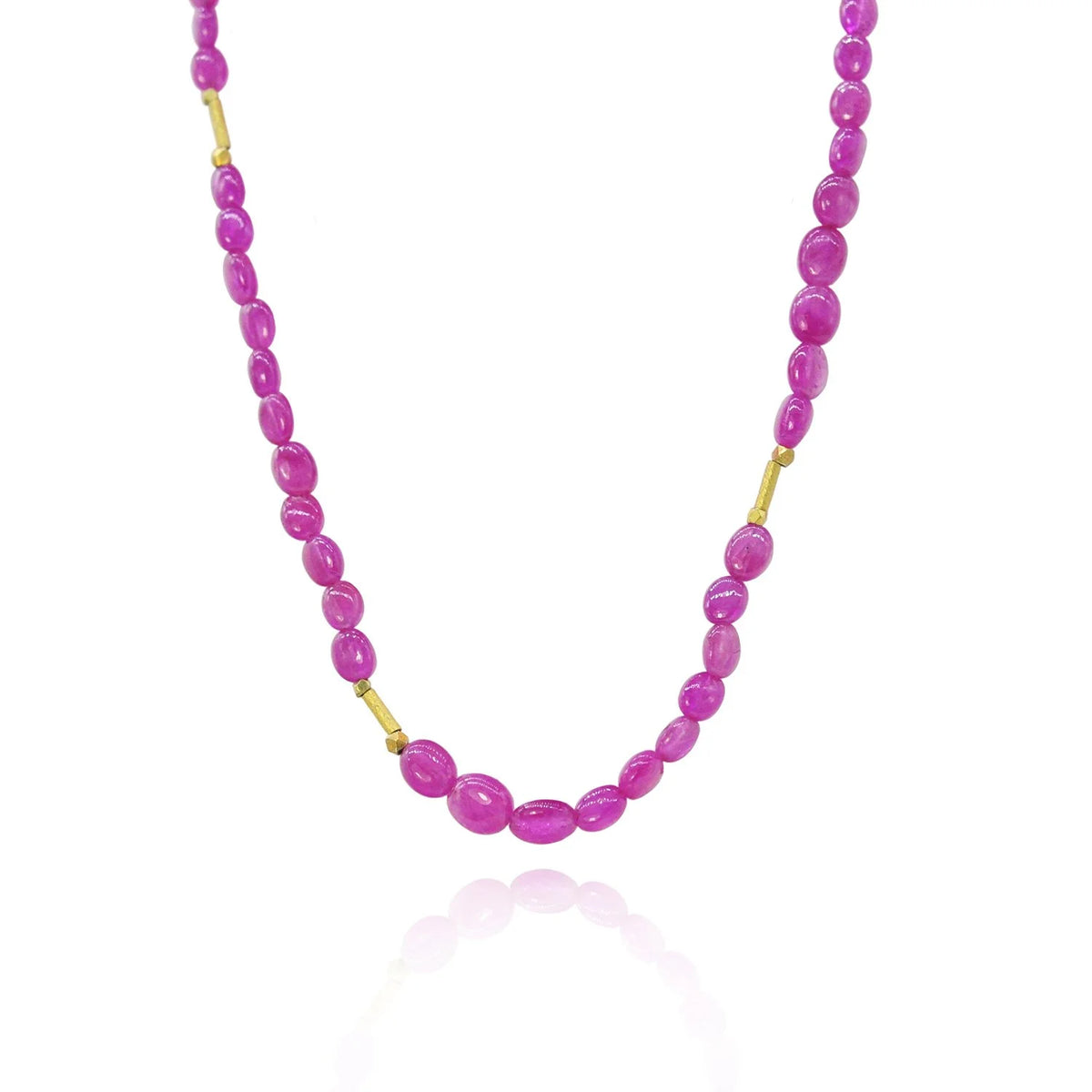 Oval Shaped Pink Sapphire Beaded Necklaces | Rebecca Myers Collection