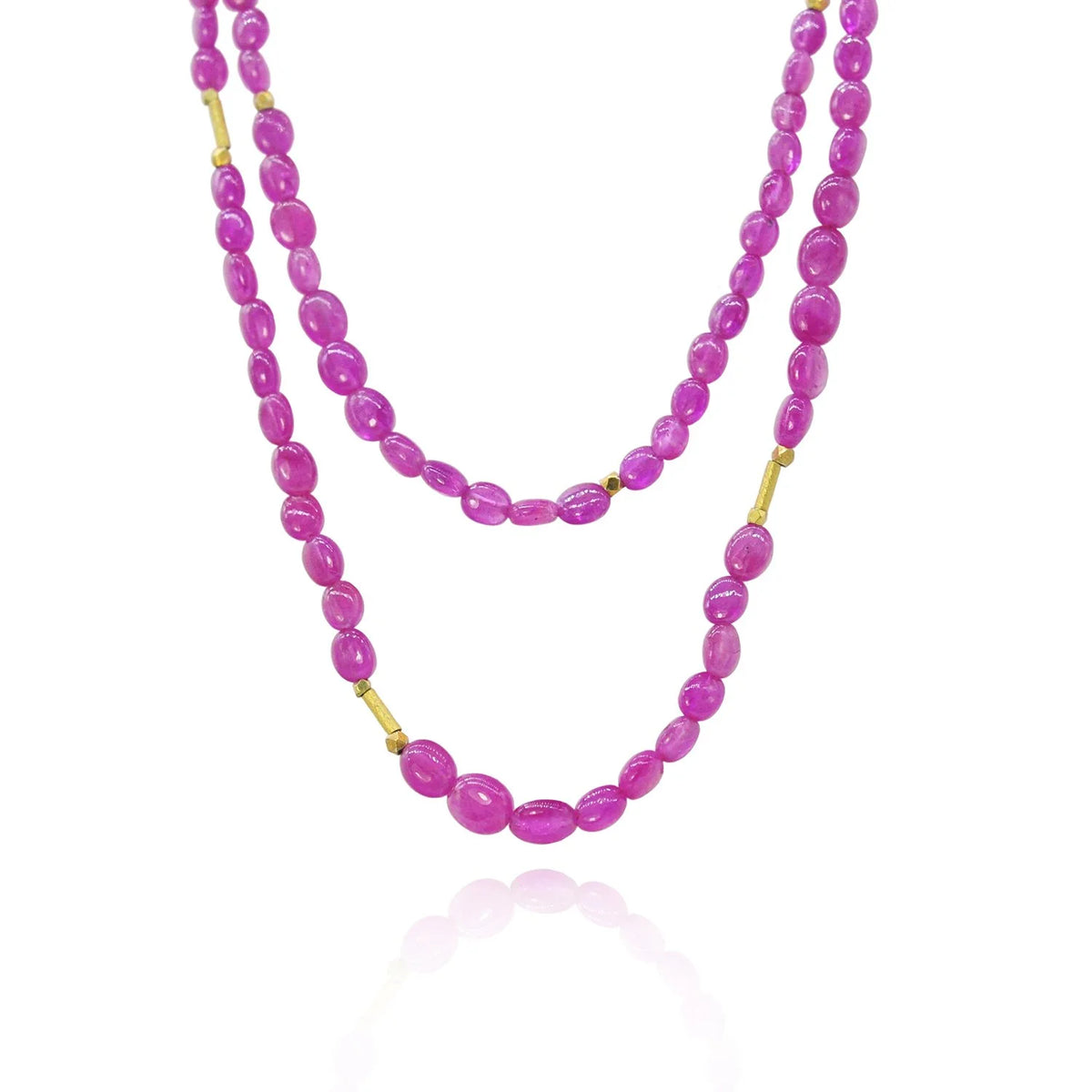 Oval Shaped Pink Sapphire Beaded Necklaces | Rebecca Myers Collection
