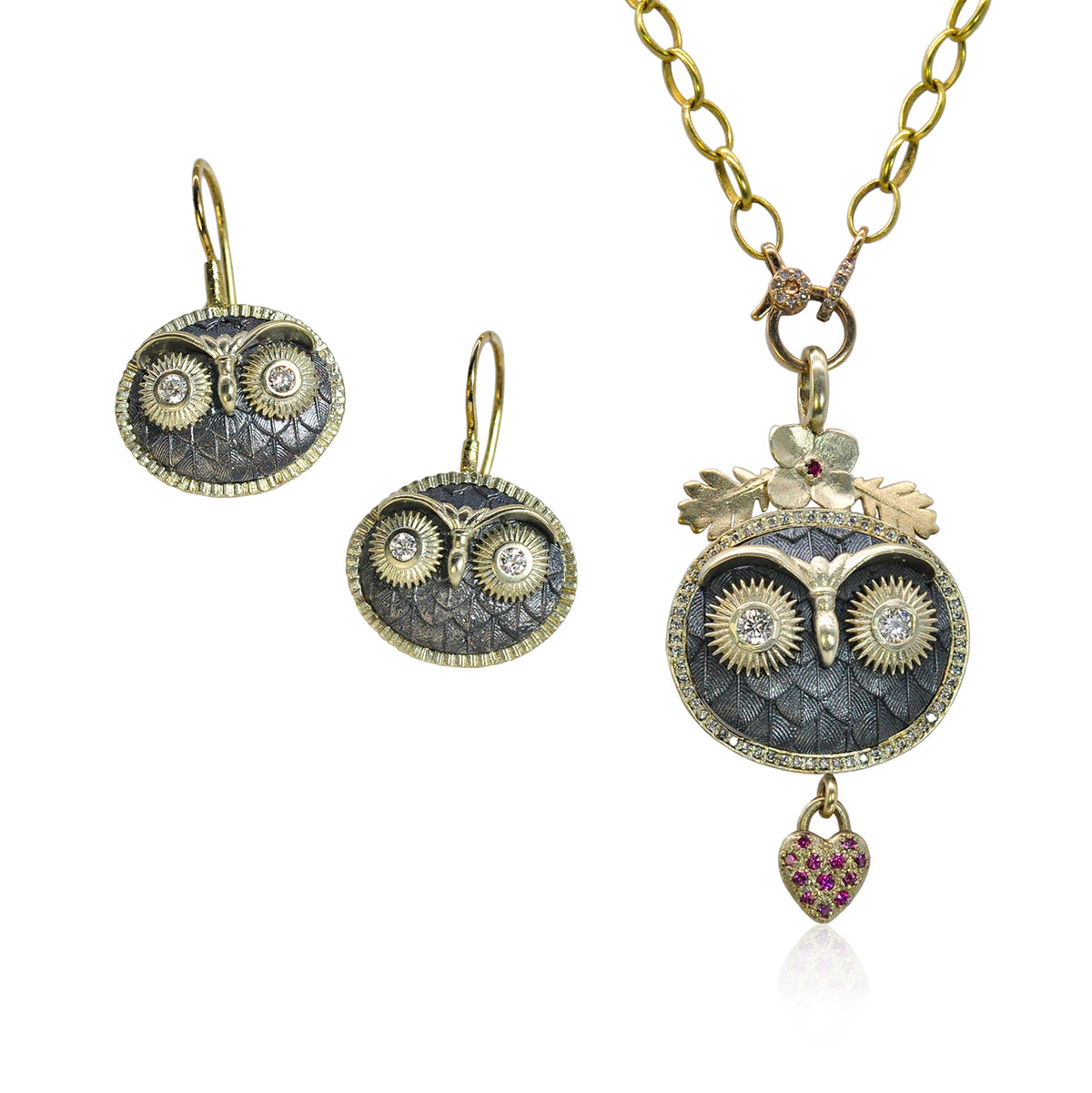 Owl Pendant & Earrings | Rebecca Myers Collection 