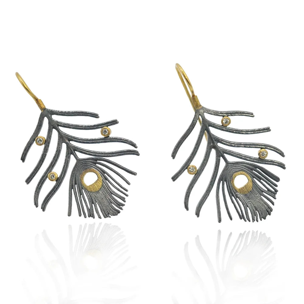 Peacock Feather Earrings | Rebecca Myers Collection