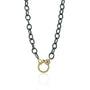 Oxidized Silver Oval Mixed Link Chain with Large 14k Yellow Gold Clasp | Rebecca Myers Collection