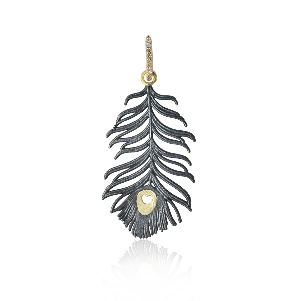 Gold & Silver Peacock Feather Charm | Rebecca Myers Collection