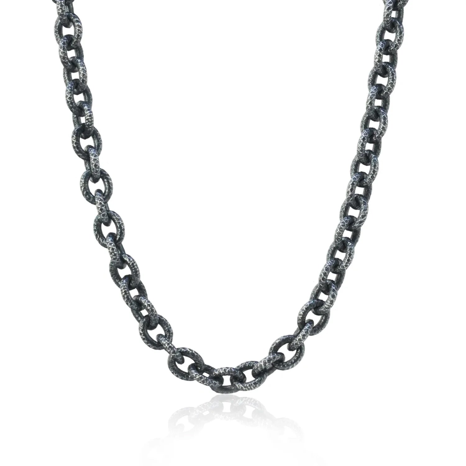 Chunky Oxidized Silver Textured Chain | Rebecca Myers Collection