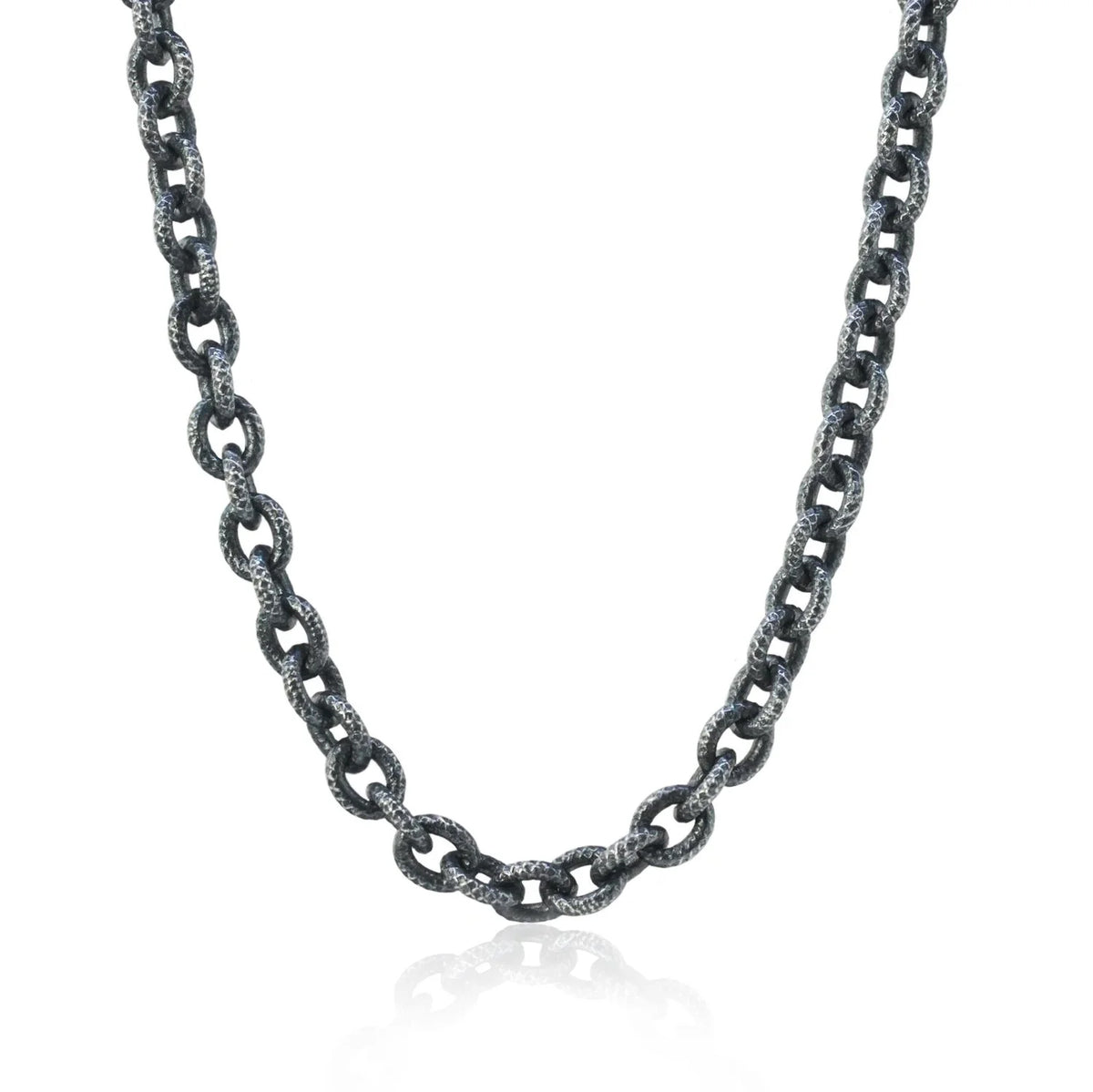 Chunky Oxidized Silver Textured Chain | Rebecca Myers Collection