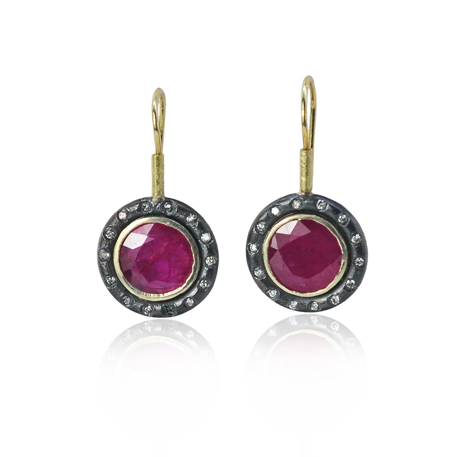 Round Ruby Halo Earrings | Rebecca Myers Collections