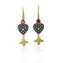 Heart Earrings with Ruby Tops and Bee Dangles | Rebecca Myers Collection