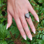 Large Heart Rings in Oxidized Silver with Pave Set Diamonds | Rebecca Myers Collection