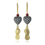 Pave Set Diamond Heart and Gold Bird Earrings | Rebecca Myers Collection