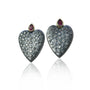 Large Pave Diamond Heart Earrings with Ruby Tops | Rebecca Myers Collection