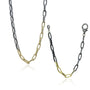 Oblong Link Necklace and Bracelet in Gold, Oxidized Silver with Diamonds | Rebecca Myers Collection