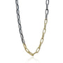 Oblong Link Necklace and Bracelet in Gold, Oxidized Silver with Diamonds | Rebecca Myers Collection