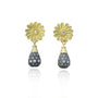 Gold, Oxidized Silver, and Pave Diamond Teardrop Earrings | Rebecca Myers Collection