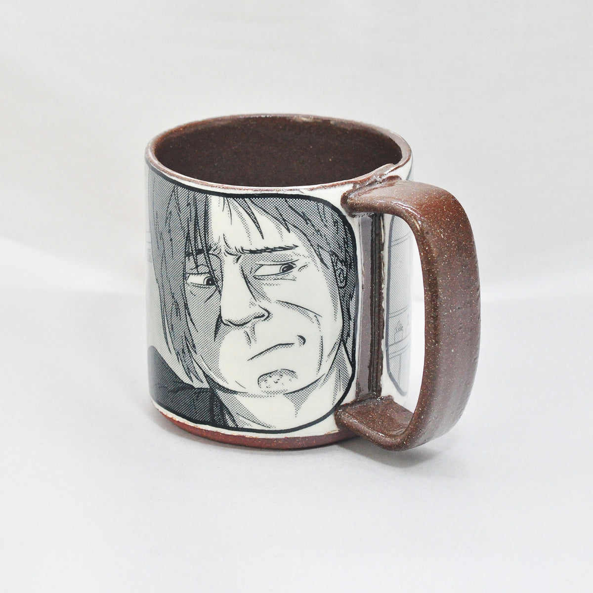 Tall Original Ian Petrie Manga Black & White Mug, back view | Rebecca Myers Collection
