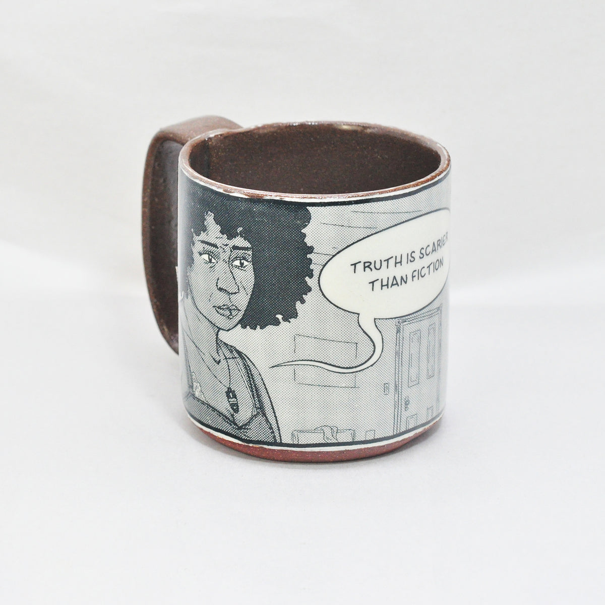 Tall Original Ian Petrie Manga Black & White Mug, front view | Rebecca Myers Collection