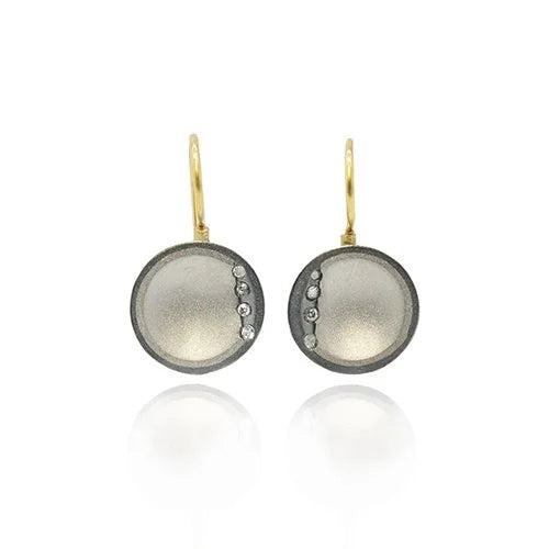 Starry Night Half & Half Disc Earrings with Diamonds | Rebecca Myers Collection
