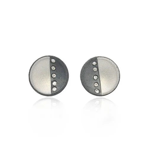 Starry Night Half & Half Disc Earrings with Diamonds | Rebecca Myers Collection